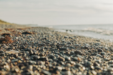 stone sand beach in the morning