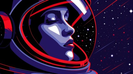 Close-up illustration of an astronaut portrait. Exploration of outer space and new planets