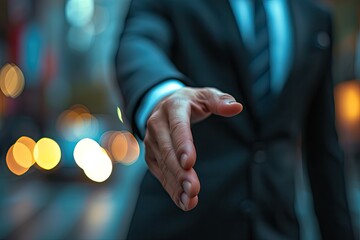 Professional Exchange: Businessman in Suit Shaking Hands
