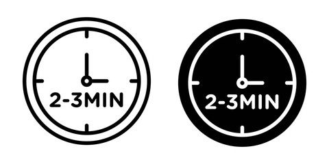2 to 3 Minutes preparation outline icon collection or set. 2 to 3 Minutes time Thin vector line art - obrazy, fototapety, plakaty