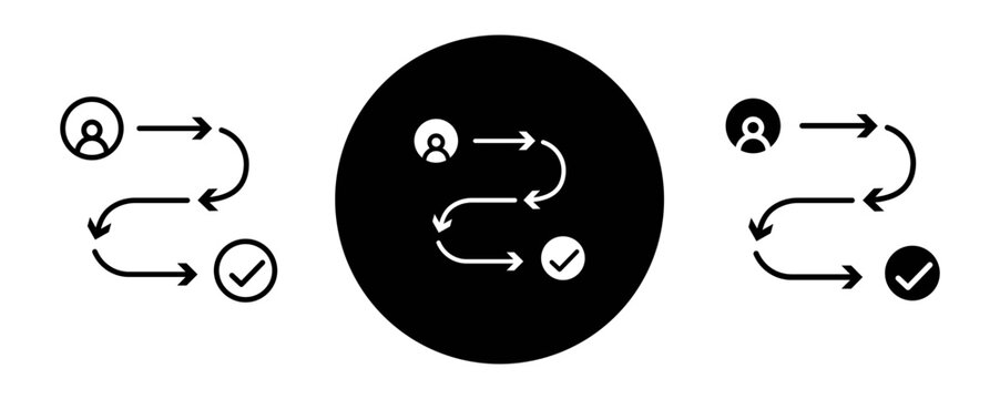 Customer journey outline icon collection or set. Customer journey Thin vector line art