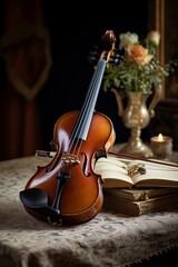 Fototapeta na wymiar Journey into the past: vintage style violin