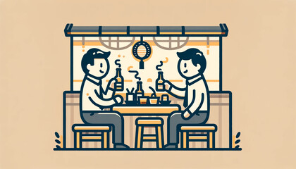 Generative AI Boss and subordinate drinking alcohol