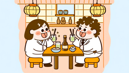 Generative AI Boss and subordinate drinking alcohol