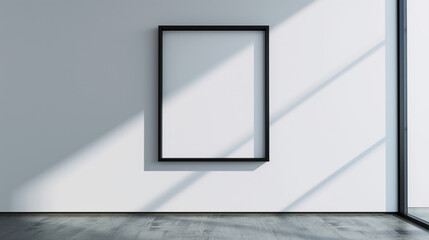 Empty picture frame on white wall.