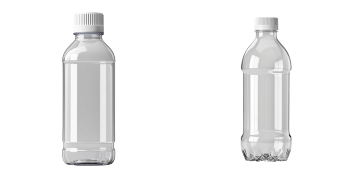 White Plastic Bottle Set Isolated on Transparent or White Background, PNG