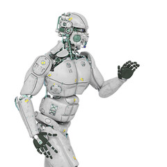 beta tester mech is walking on side close up view