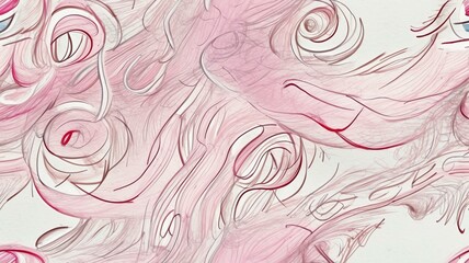Hand drawn pink scribbles of child on paper texture from Generative AI