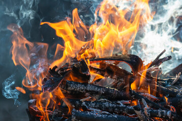 Flammes d'un feu de vois