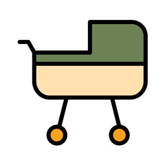Baby Birth Stroller Filled Outline Icon
