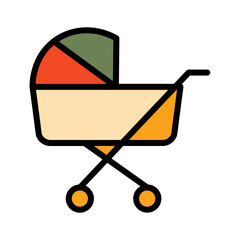 Buggy Pram Stroller Filled Outline Icon