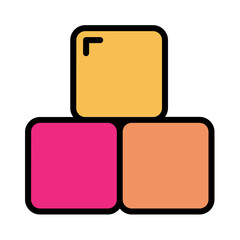 Blocks Cubes Stack Filled Outline Icon