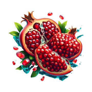Pomegranate isolated on a transparent background Ai generative.