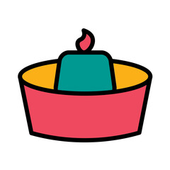 Candle Light Fire Filled Outline Icon