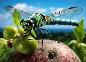 Photo of a silvatic dragonfly in macro photography with an expressive look - obrazy, fototapety, plakaty
