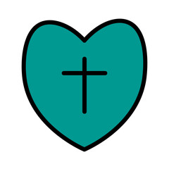 Cross Love Peace Filled Outline Icon