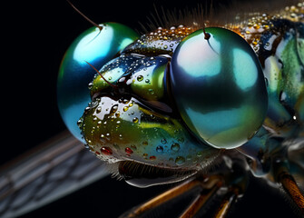 Photo of a silvatic dragonfly in macro photography with a bright look