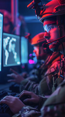 Close-ups of military personnel engaged in cybersecurity operations, representing the evolving nature of modern warfare


