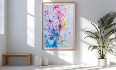 interior room Bright and airy with a picture frame, a work of art
