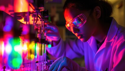Fototapeta na wymiar Female scientist conducting research in laboratory