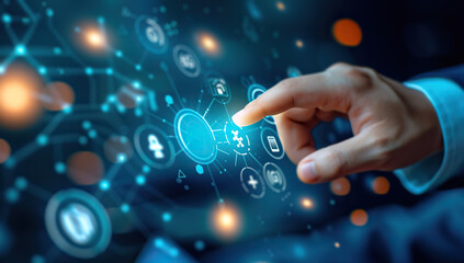 Businessman interacting with digital interface