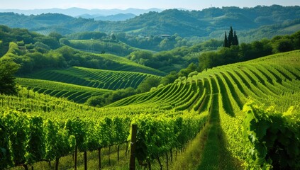 Fototapeta na wymiar Rows of vineyards in Chianti, Tuscany, Italy