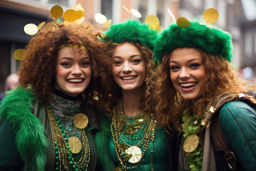 Celebratory St. Patrick's Day outfits for group of women