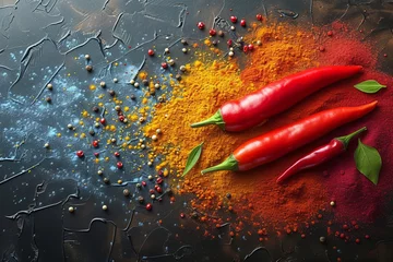 Gordijnen red chili pepper is one of the ingredients for hot sauce © lc design