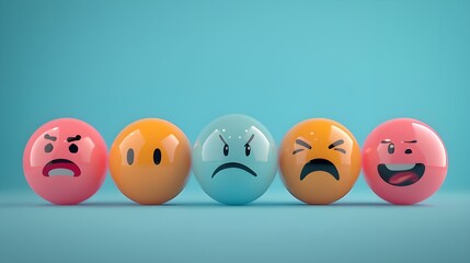 Emoji emoticons 3d rendering background, social media and communications concept.