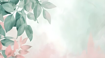 Minimalistic water color leaf and floral design background for banner, poster, web, packaging, wallpaper.
