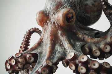a big octopus is seen on a white background