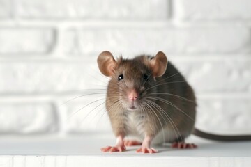 a brown rat standing on white background