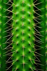Vibrant green cactus spines close-up in daylight