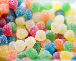 Fototapeta na wymiar Close-up on colorful gummy bears