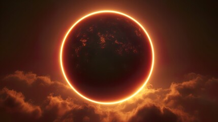 minimalist 3d illustration of the realistic extinguished black sun 