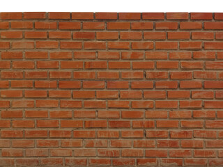 Red brick wall isolated on white background
