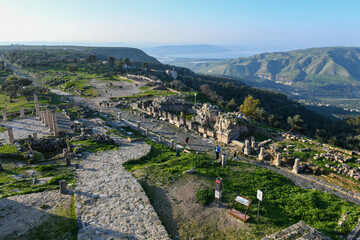 Fototapeta na wymiar The roman ruines of Umm Qais (Gadara) on Jordan