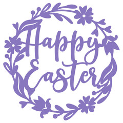 Obraz premium Happy Easter wreath svg paper cut, Easter round wreath, Easter decoration laser cut