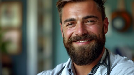 Obraz premium Smiling Bearded Doctor Portrait