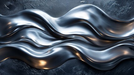 Abstract silver black acrylic painted fluted 3d painting texture luxury background banner on canvas...
