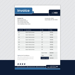 Professional and modern invoice template in blue color