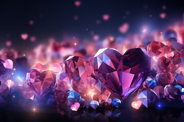 Jewelry hearts, precious stones, diamonds, love, rich love. wallpaper background screensaver card for postcard, desktop, slide, website, greetings - obrazy, fototapety, plakaty