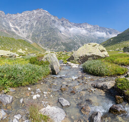 The Valle Anzasca valley under Monte Rosa peak.