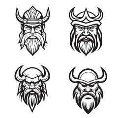 Viking head with hat, Sailor emblem logo design Illustration in trendy line Mascot style