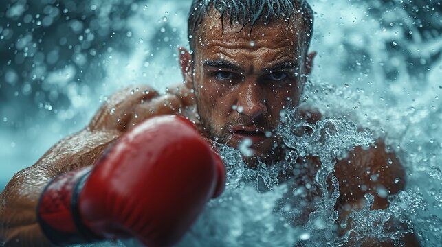 Boxer. A punch of a boxer beautiful image. Boxer in the water