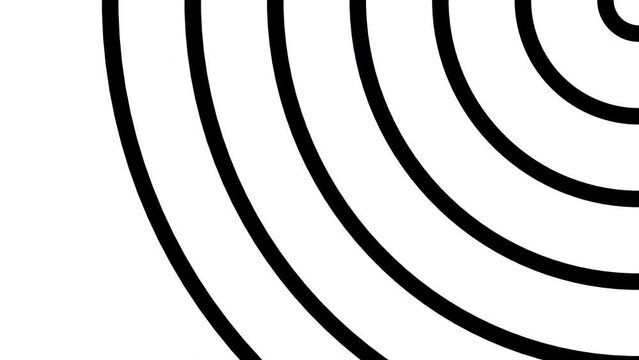 Semicircular hypnosis rings on white background, black waves like electromagnetic