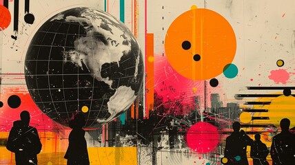 Global Unity in the Digital Era Art Collage

