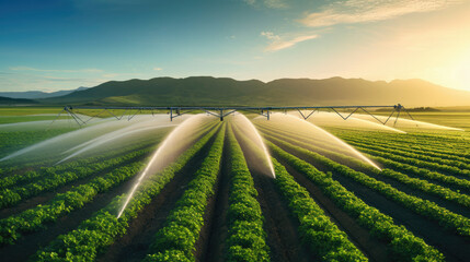 Agricultural Innovation: Precision irrigation systems and smart farming practices contributing to efficient water use in agriculture - obrazy, fototapety, plakaty