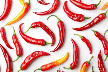 illustration of a group of small chili peppers - obrazy, fototapety, plakaty