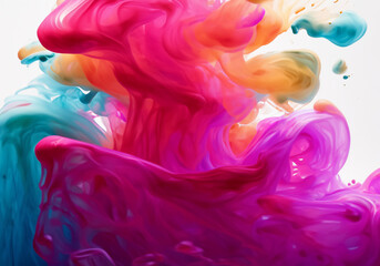 multicolored ink drop swirling in water.